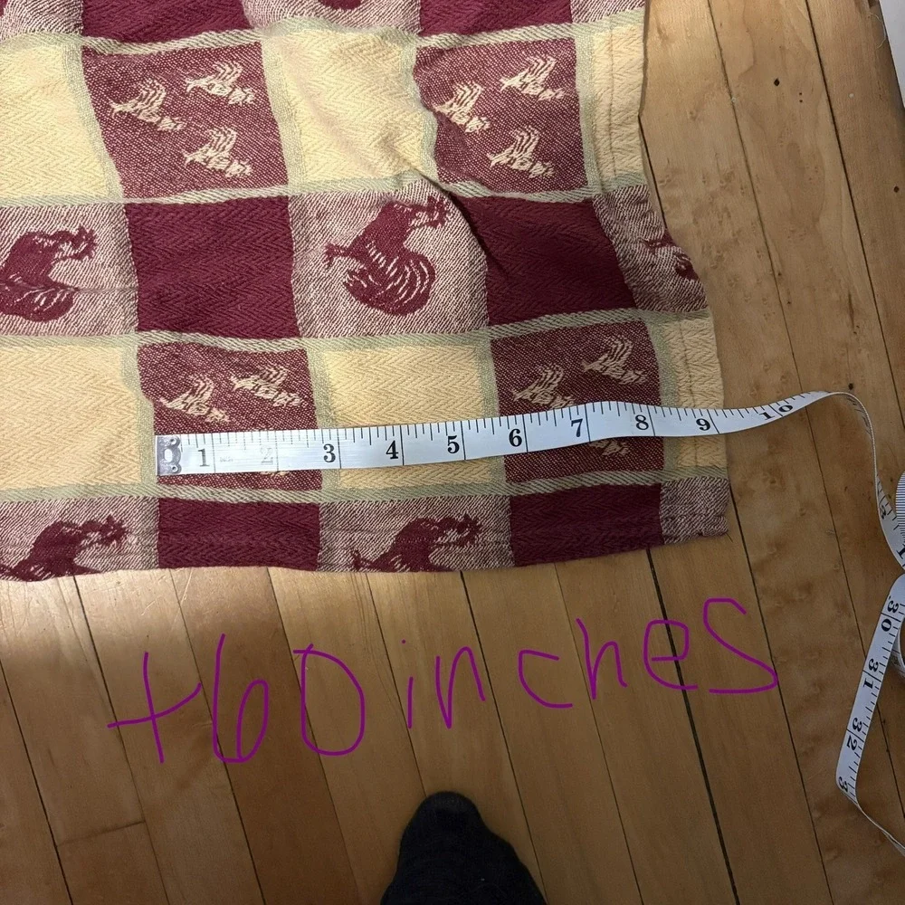 Farmhouse Rooster Print Rectangle Tablecloth Cream & Maroon 49x69
